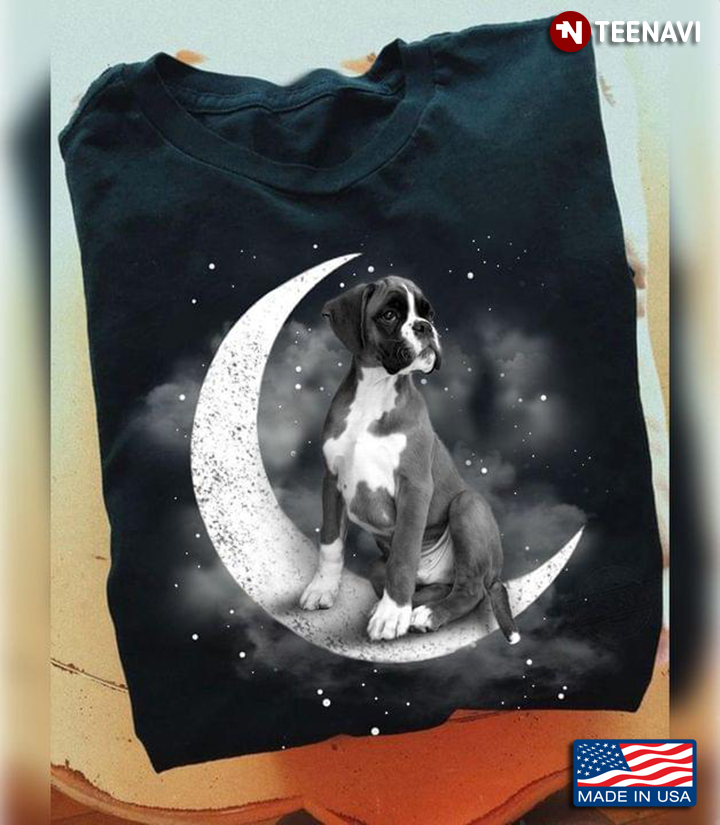 Boxer Dog Sitting On The Moon Halloween