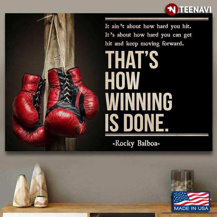 Black Theme Red Boxing Gloves Rocky Balboa Quote: That's How Winning Is Done