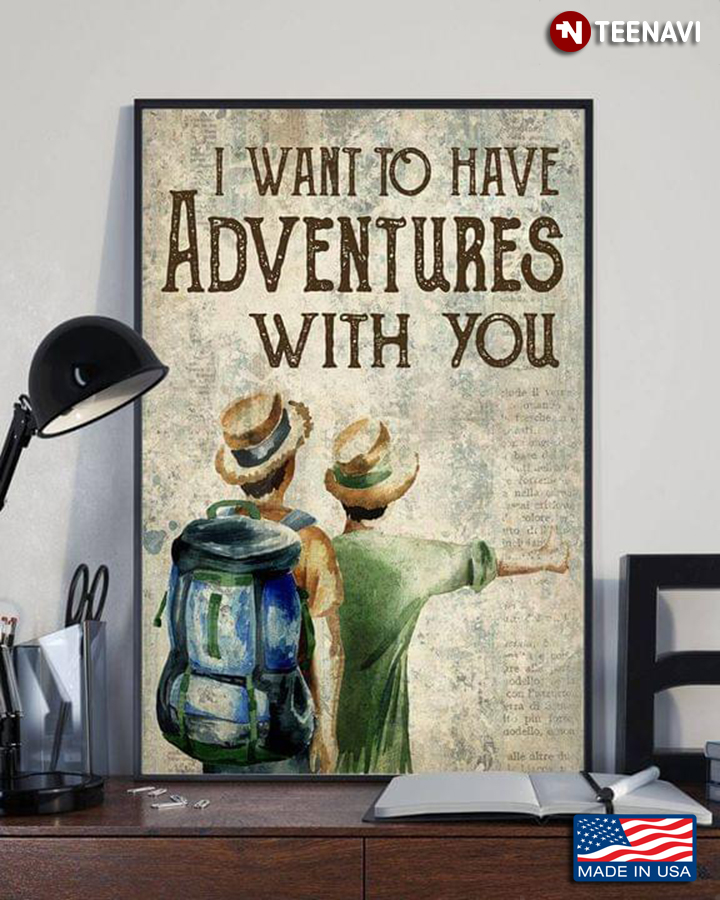 Vintage Book Page Theme Couple Travelling I Want To Have Adventures With You