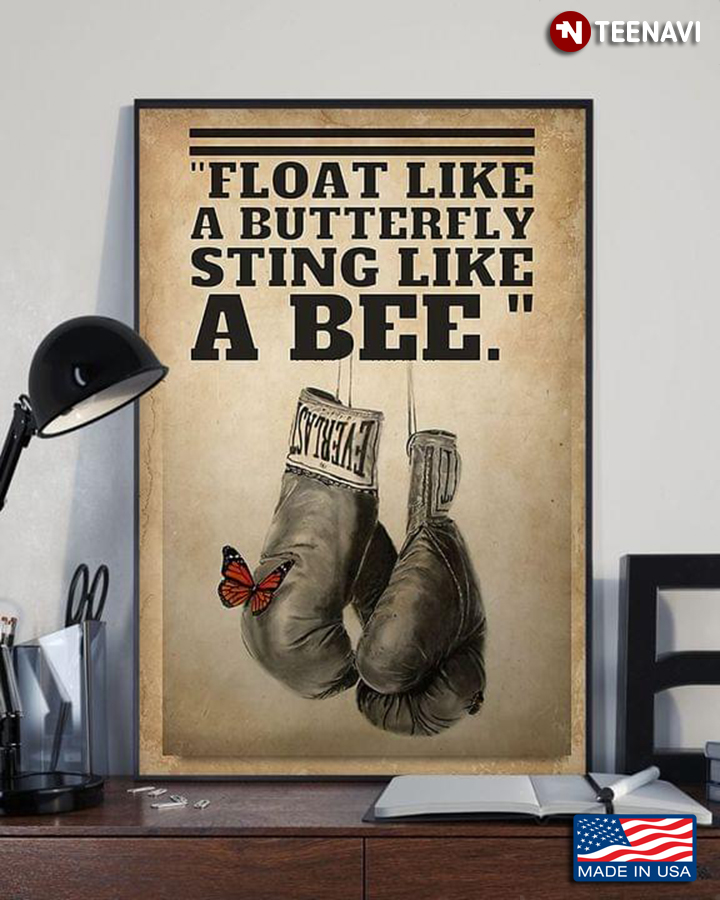 Vintage Boxing Gloves And Monarch Butterfly "Float Like A Butterfly Sting Like A Bee"