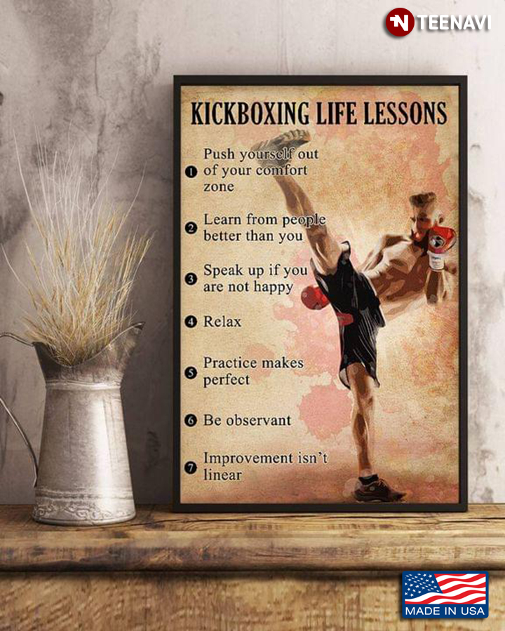 Vintage Watercolour Kickboxer Kickboxing Life Lessons