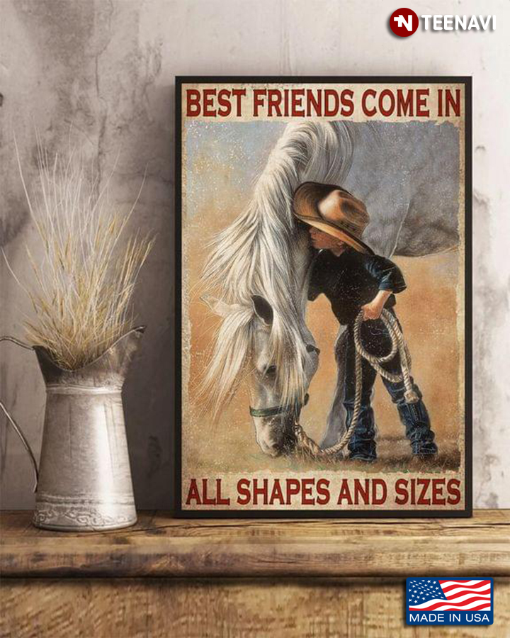 Vintage Little Cowboy Kissing White Horse Best Friends Come In All Shapes And Sizes