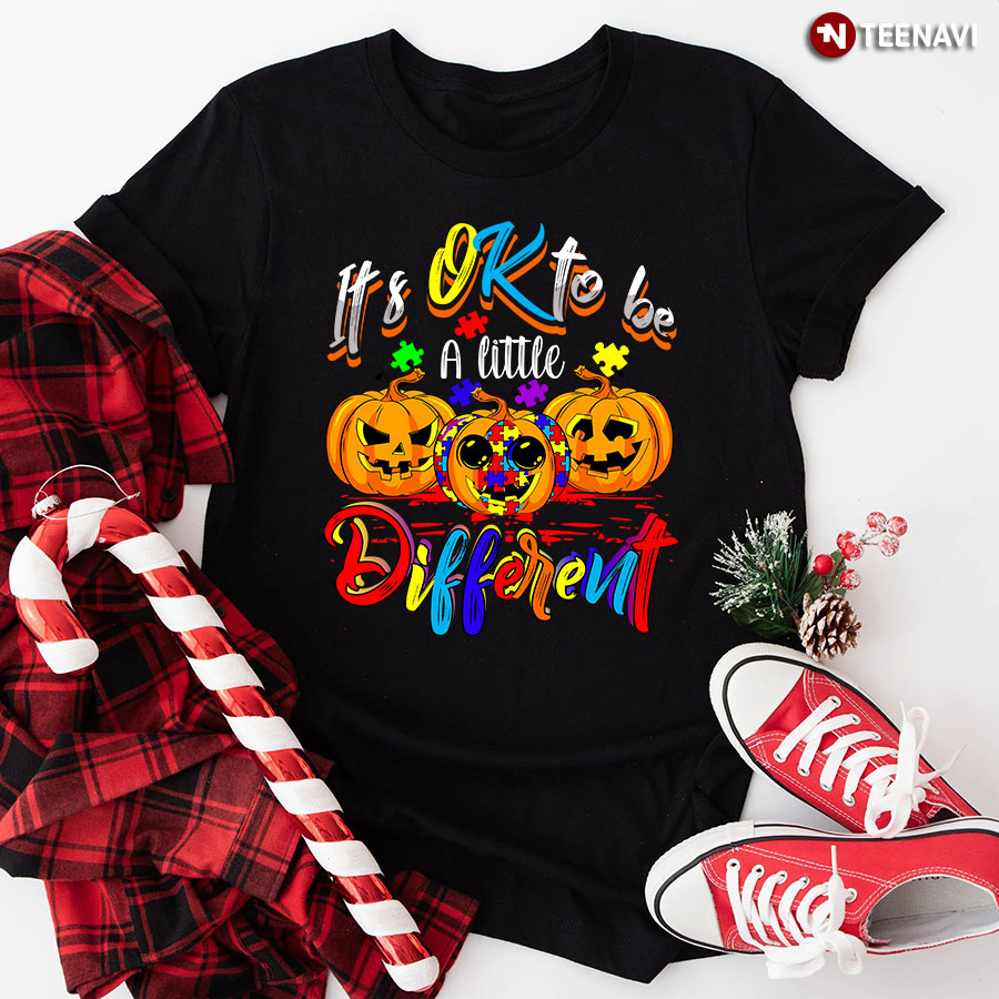 It's OK To Be A Little Different Autism Awareness Pumpkins for Halloween T-Shirt