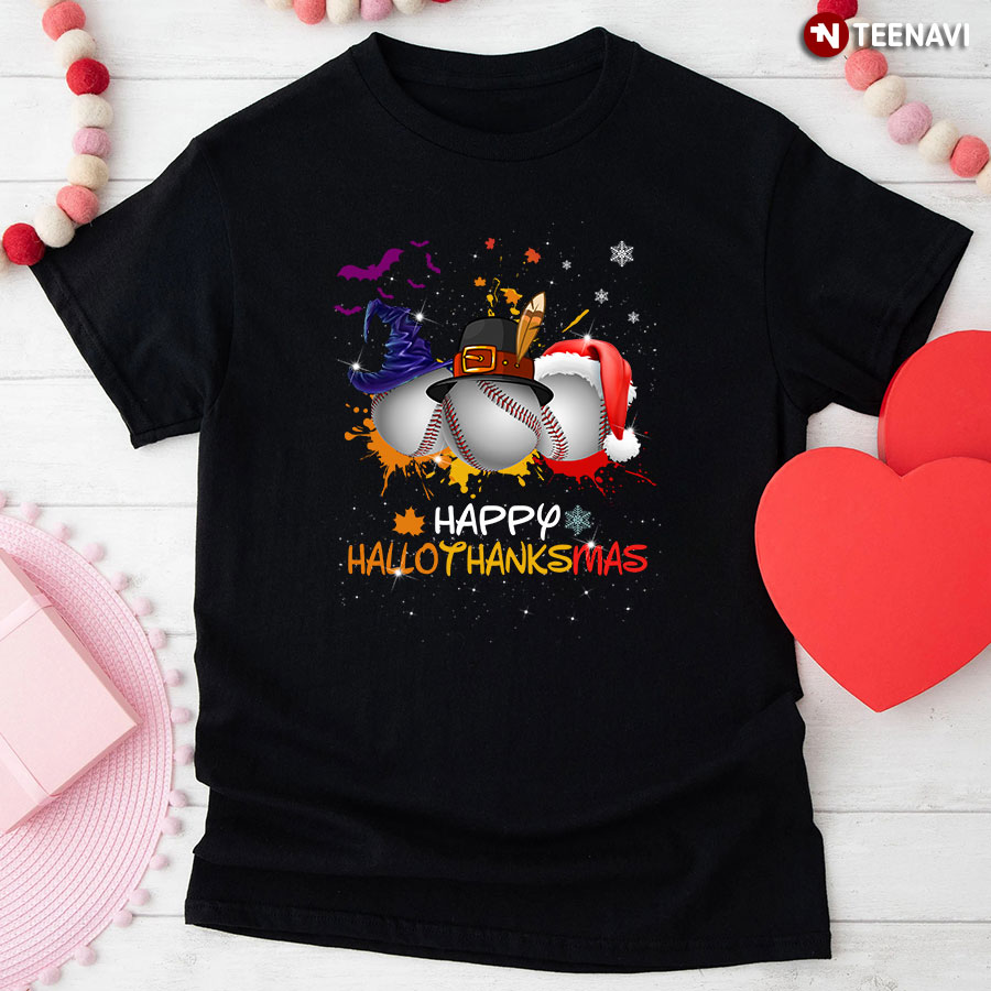 Baseball Happy Hallothanksmas Gift For Sport Lover T-Shirt