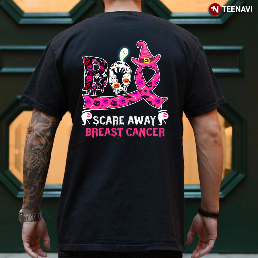 Boo Scare Away Breast Cancer Awareness Pink Ribbon Halloween T-Shirt