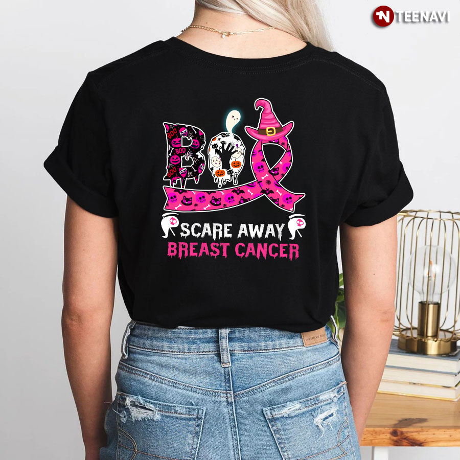 Boo Scare Away Breast Cancer Awareness Pink Ribbon Halloween T-Shirt