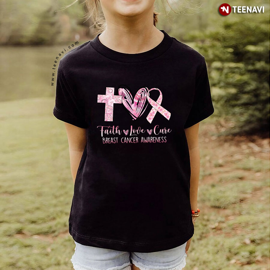 Faith Hope Cure Breast Cancer Awareness T-Shirt