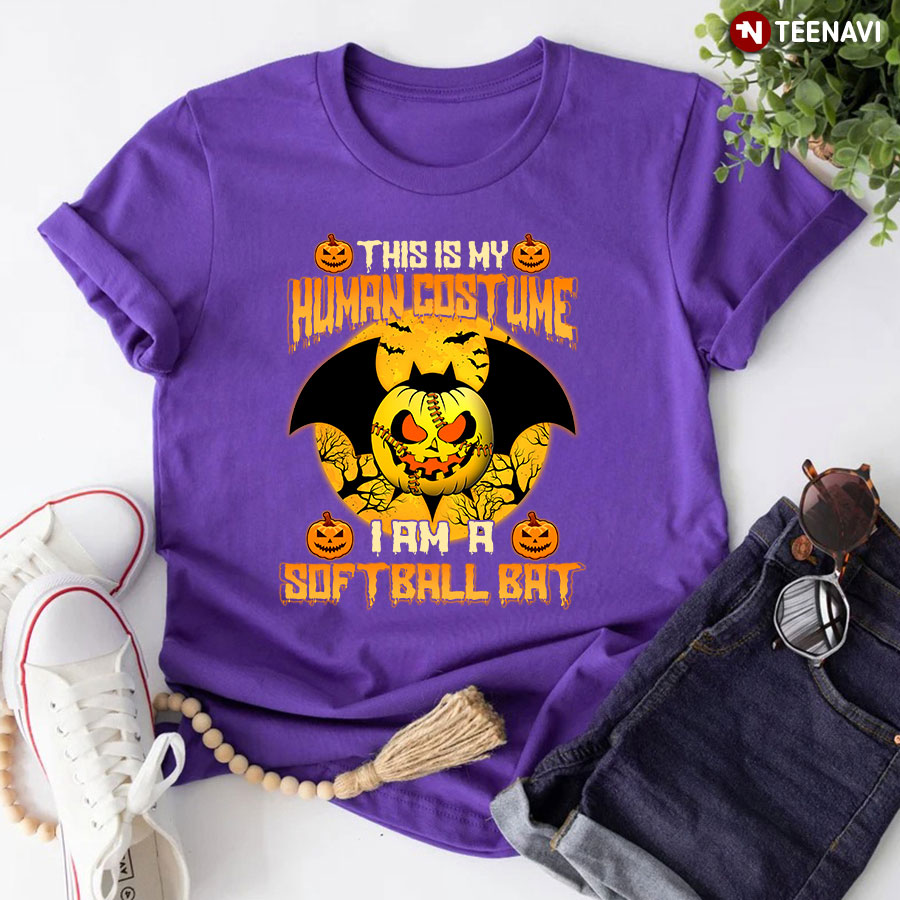 This Is My Human Costume I Am A Softball Bat Happy Halloween T-Shirt