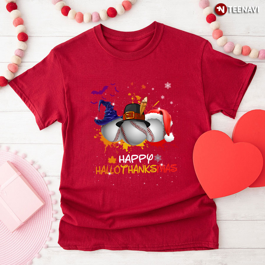 Baseball Happy Hallothanksmas Gift For Sport Lover T-Shirt