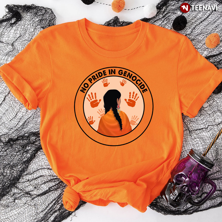 No Pride In Genocide Every Child Matters Orange Shirt Day Indigenous T-Shirt