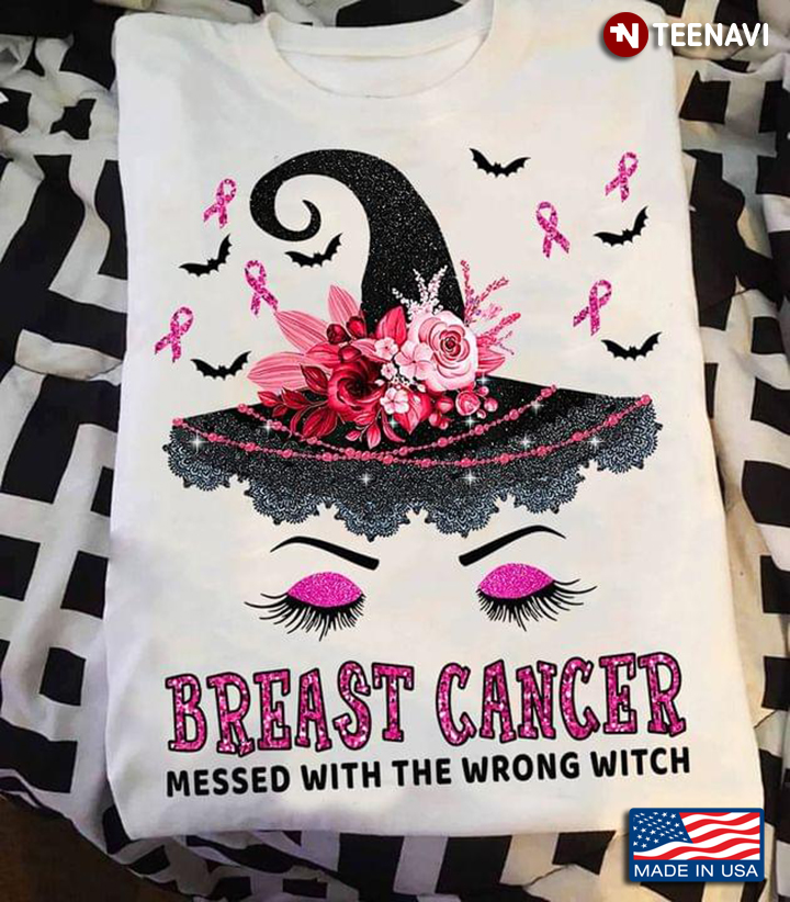 Breast Cancer Messed With The Wrong Witch Halloween T-Shirt