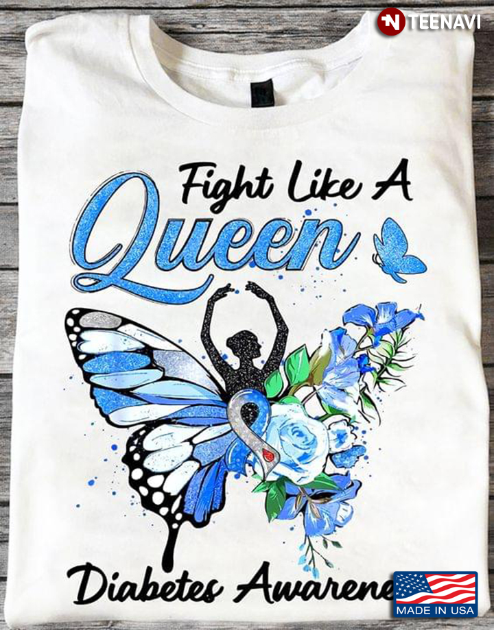Fight Like A Queen Diabetes Awareness Butterfly