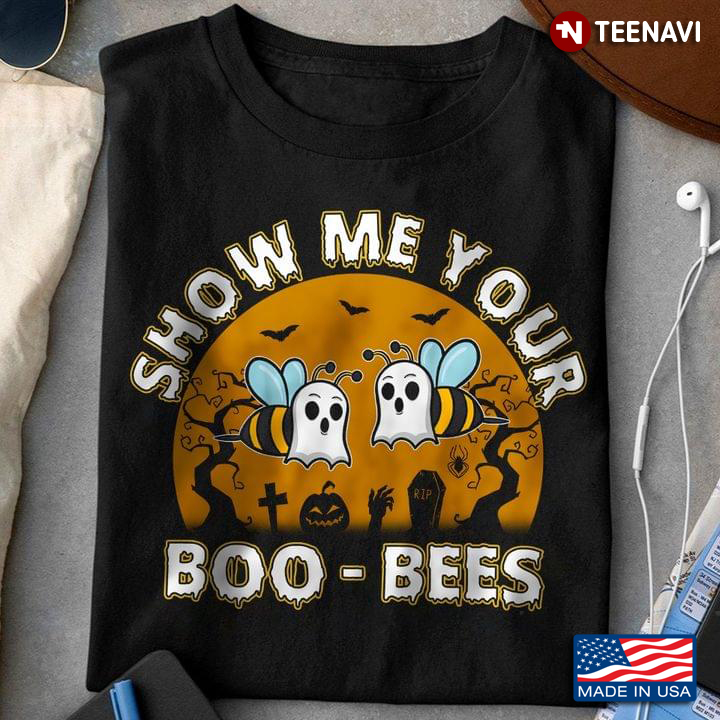Show Me Your Boo Bees Funny Halloween Pumpkin T-Shirt