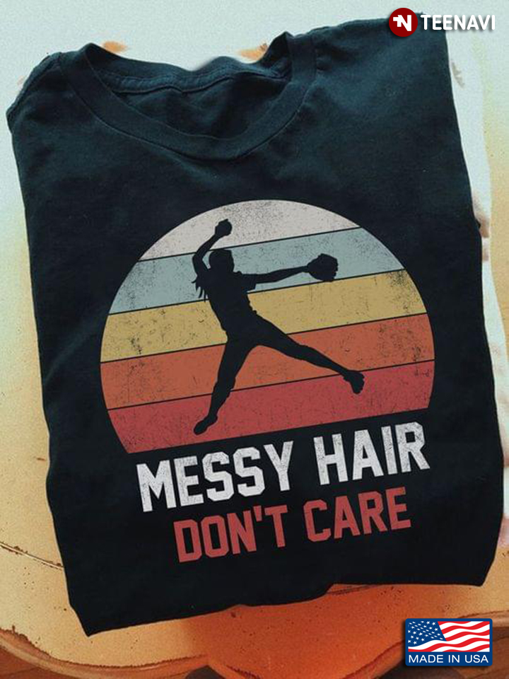 Messy Hair Don't Care Baseball Girl Vintage