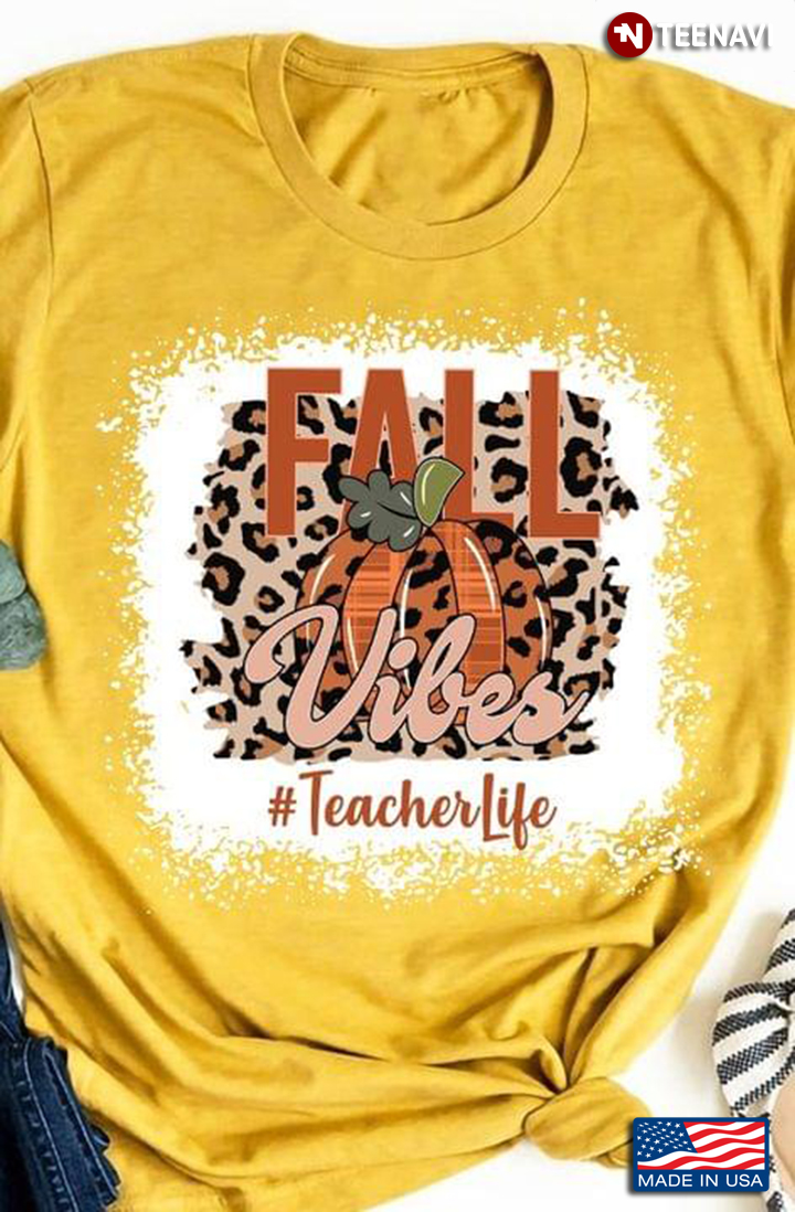 Fall Vibes Teacherlife Leopard Pumpkin