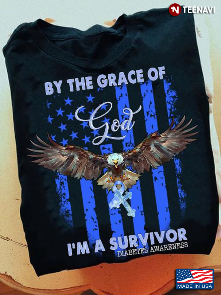 By The Grace of God I’m A Survivor Diabetes Awareness Eagle American Flag