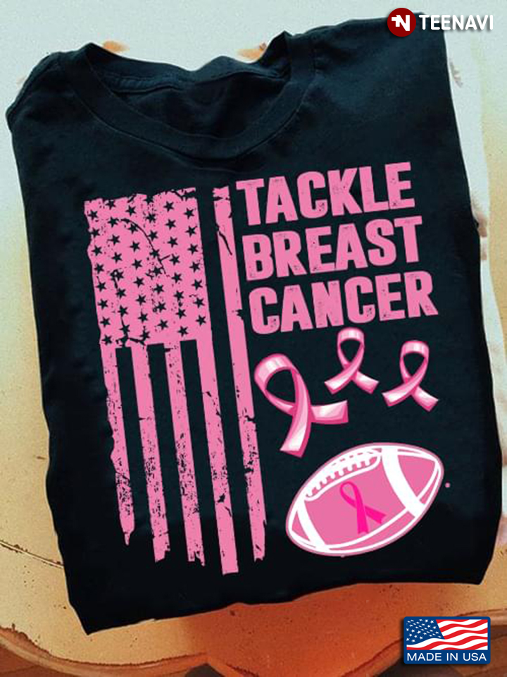 Tackle Breast Cancer  American Flag Breast Cancer Awareness Rugby