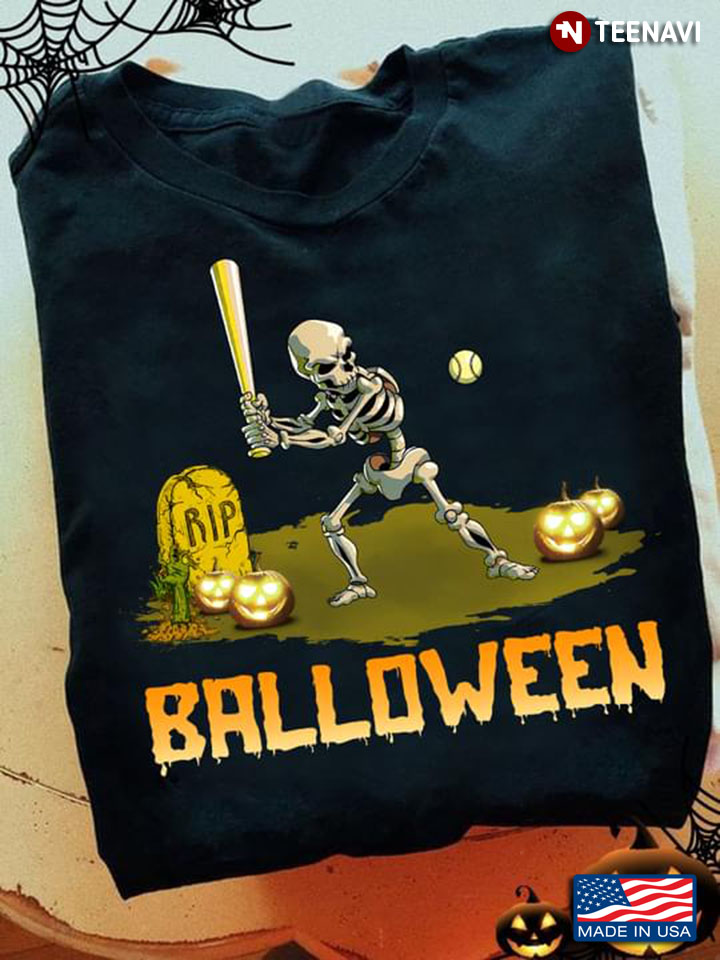 Balloween Skeleton Baseball Pumpkin Grave Halloween