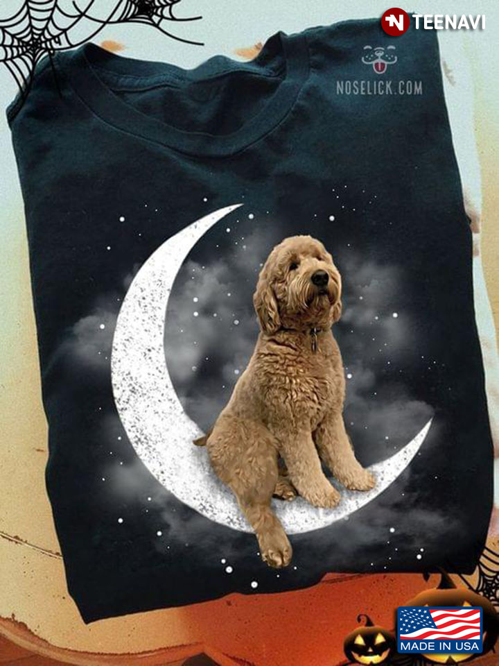 Labradoodle Sitting On The Moon For Dog Lovers