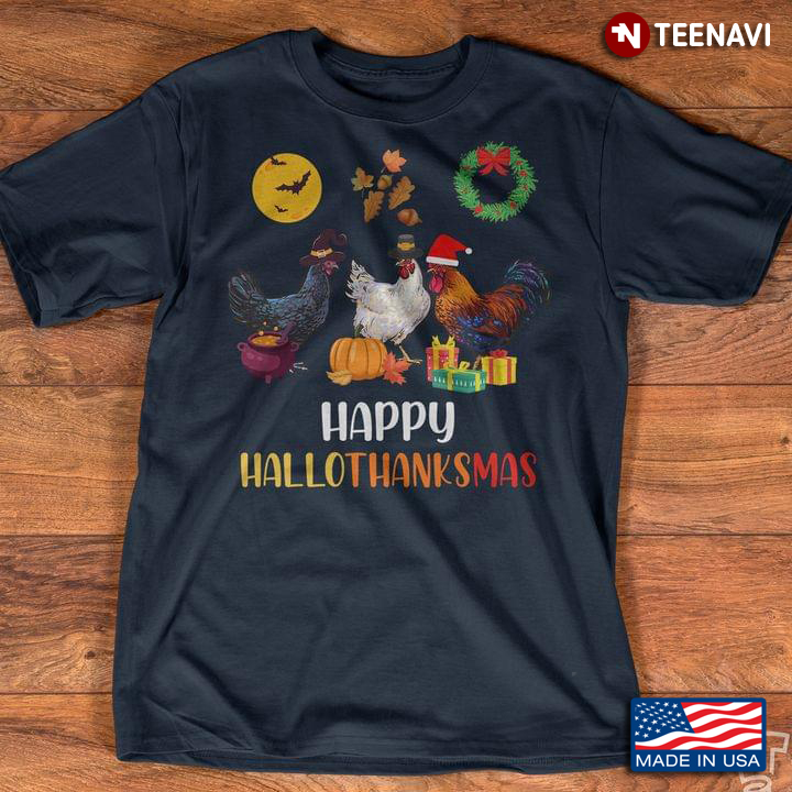 Happy HalloThanksMas Funny Chicken Halloween Thanksgiving Christmas
