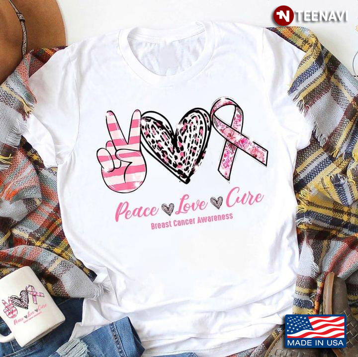 Peace Love Cure Breast Cancer Awareness Ribbon Pink