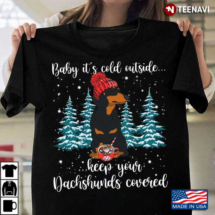 Baby it's Cold Outside Keep Your Dachshunds Covered Funny Dog  Christmas