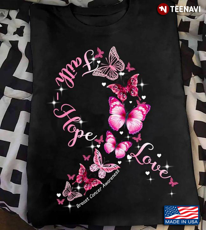 Faith Hope Love Butteflies Breast Cancer Awarenesss