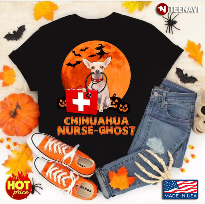 Chihuahua Nurse Ghost Halloween Gifts Pumpkin T-Shirt