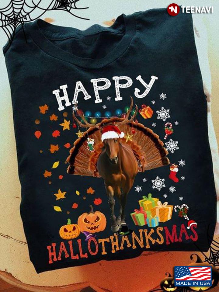 Happy HalloThanksMas Horse Pumpkin Thanksgiving Halloween Christmas