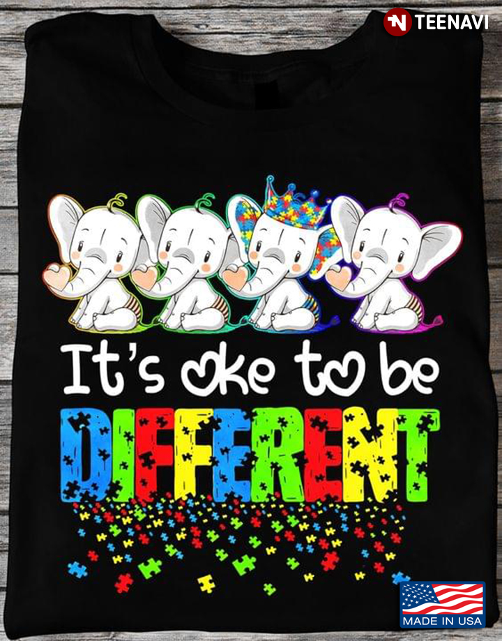 It's Oke To Be Different Autism Awareness Elephant