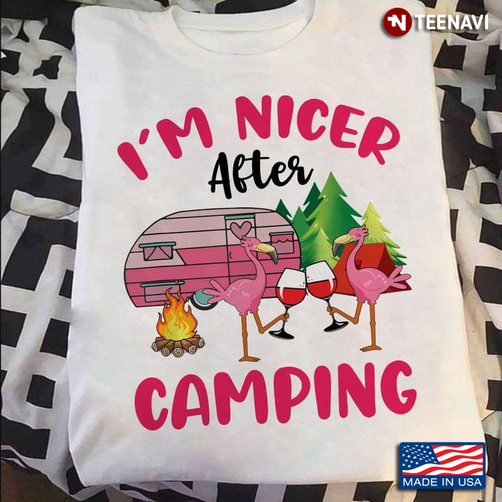 I'm Nicer After Camping Campfire Flamingo For Camping Lovers