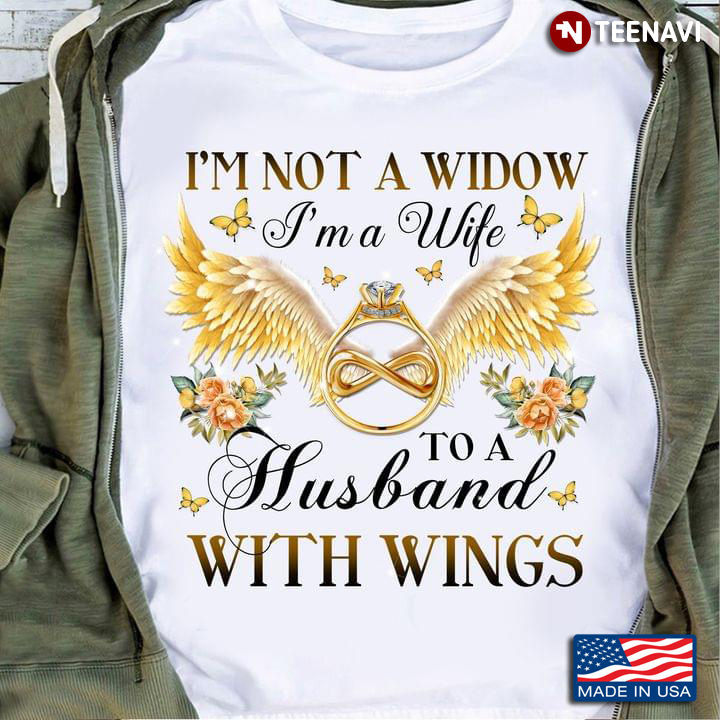 I'm Not A Widow I'm A Wife To A Husband With Wings Gold Ring with Angel Wings