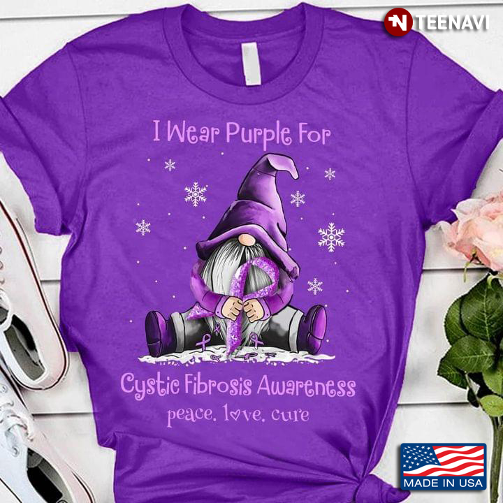 Gnome I Wear Purple for Cystic Fibrosis Awareness