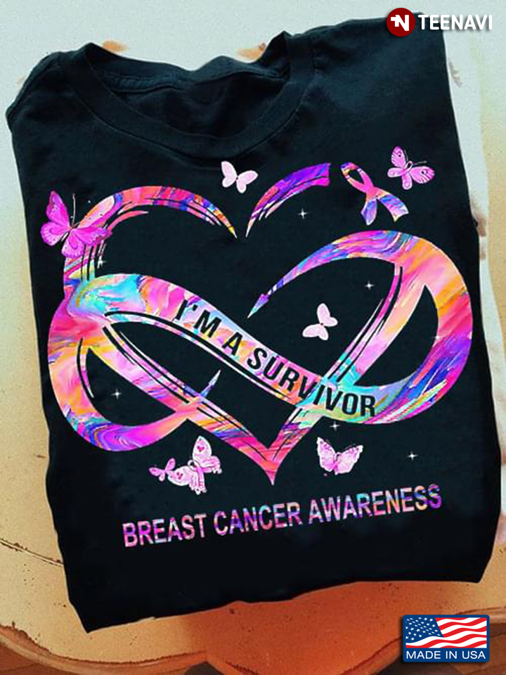 Infinity Heart Love I'm A Survivor Breast Cancer Awareness