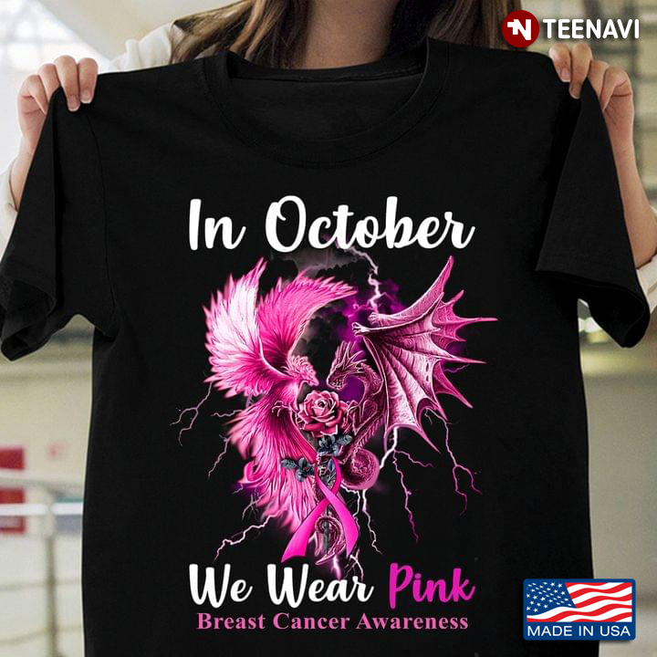 Dragon and Phoenix In October We Wear Pink Breast Cancer Awareness