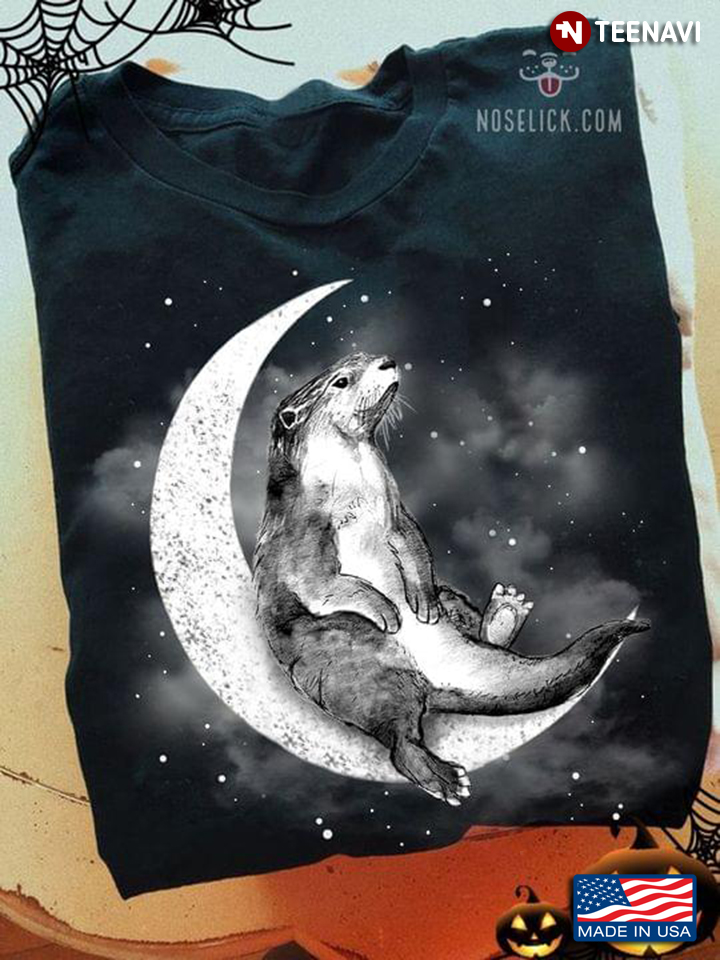 Otter Sitting On The Moon for Animal Lover