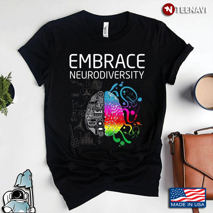 Embrace Neurodiversity Colorful Brain Autism Awareness
