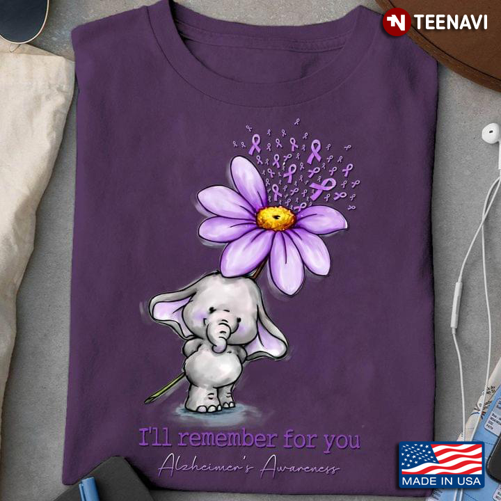 Baby Elephant and Flower I'll Remember for You Alzheimer's Awareness