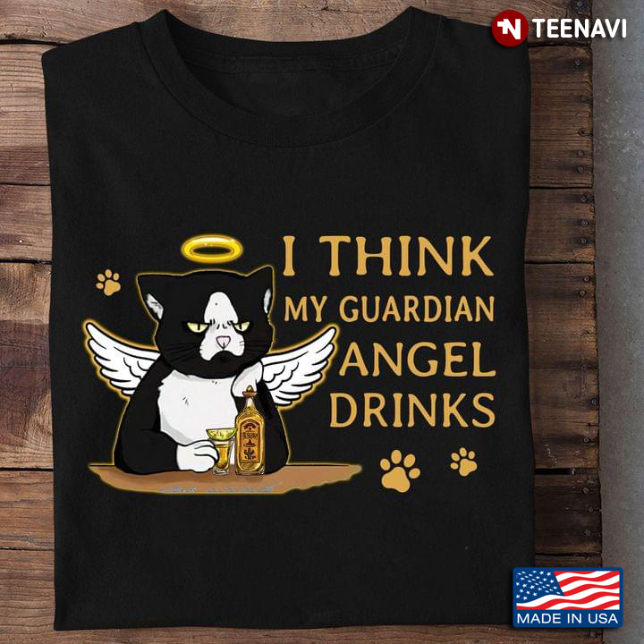 Grumpy Cat with Bourbon I Think My Guardian Angel Drinks