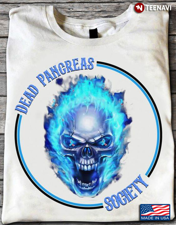 Blue Fire Skull Dead Pancreas Society Halloween Gift