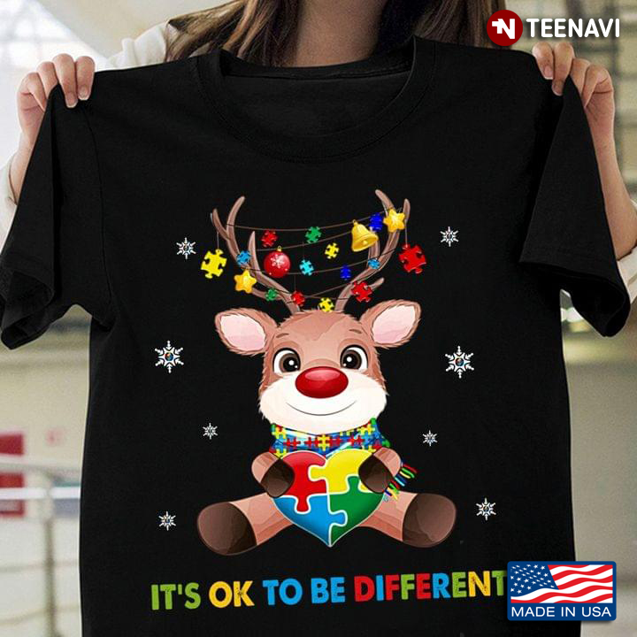 Christmas Deer It's Ok To Be Different Autism Awareness