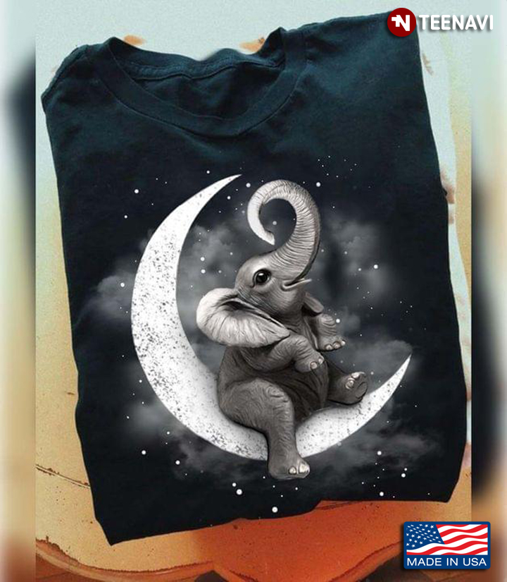Baby Elephant on The Moon for Animal Lover