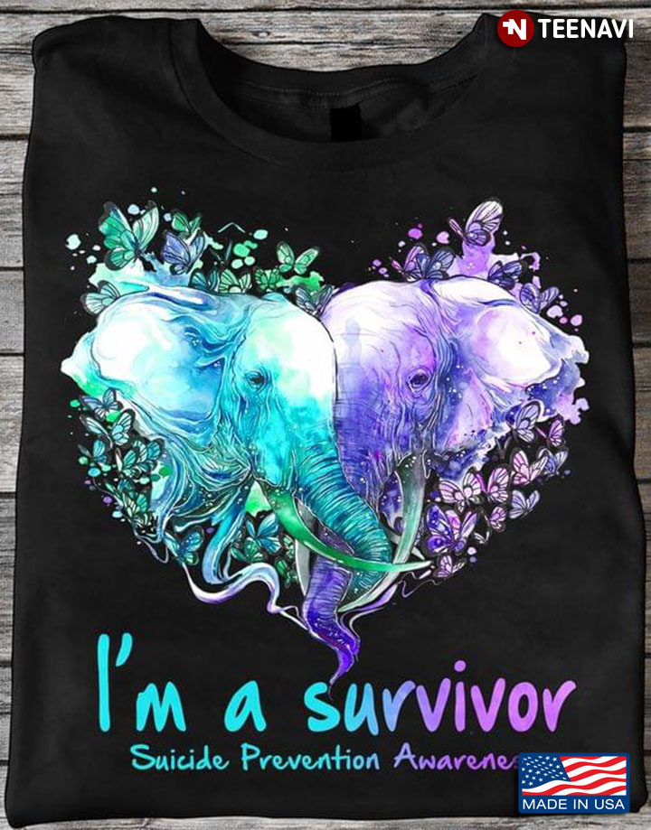 Heart Shaped Elephants I'm A Survivor Suicide Prevention Awareness