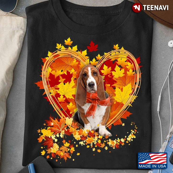 Autumn Leaves Heart Basset Hound for Dog Lovers