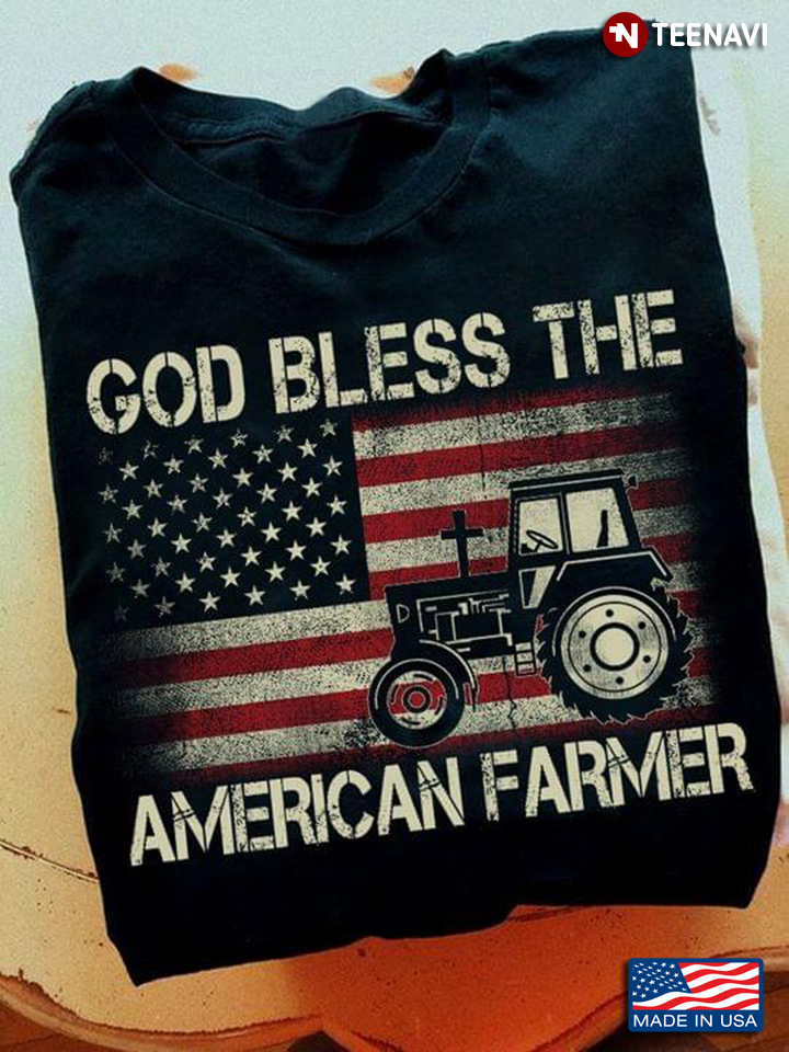 Vintage Tractor Flag God Bless The American Farmer
