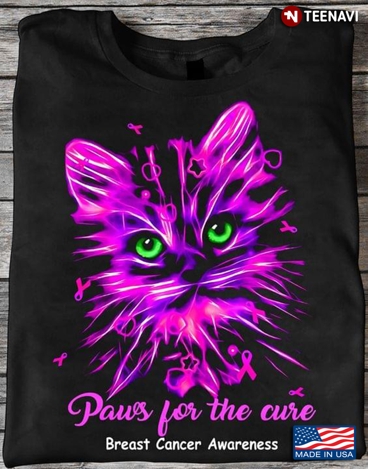 Adorable Cat Paws For The Cure Breast Cancer Awareness for Cat Lovers