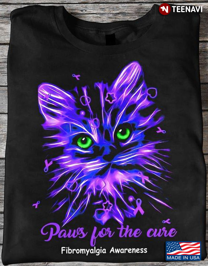 Adorable Cat Paws For The Cure Fibromyalgia Awareness for Cat Lovers