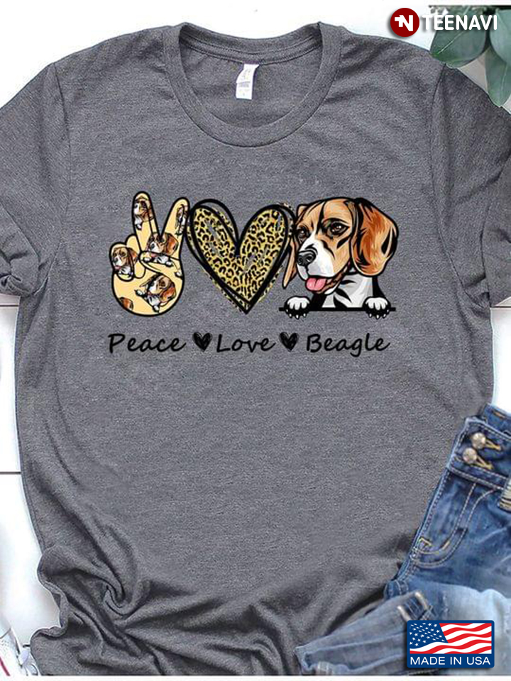 Leopard Peace Love Beagle for Dog Lovers