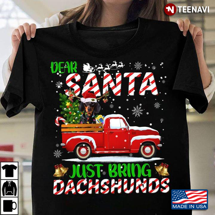Vintage Truck Carrying Dog Dear Santa Just Bring Dachshunds for Christmas
