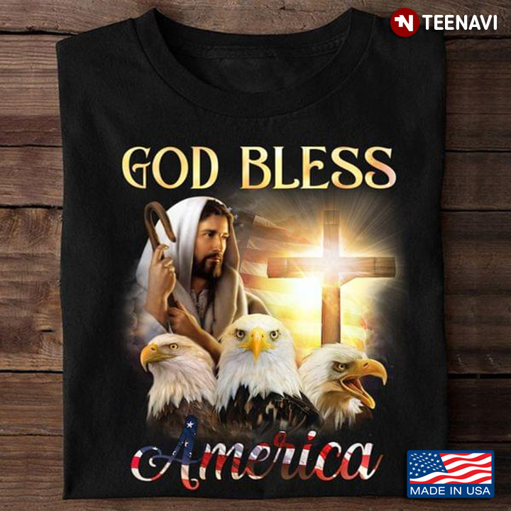 Patriotic Eagles Cross God Bless America